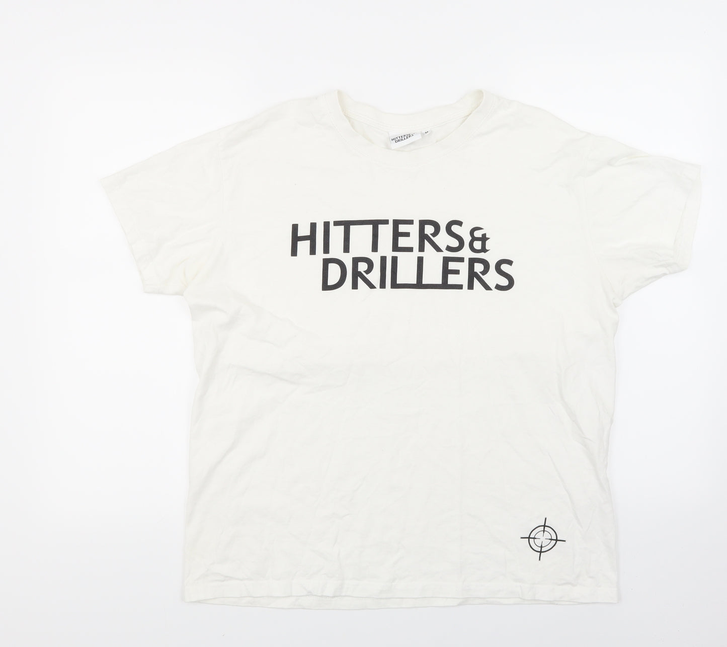 Hitters & Drillers Mens White    T-Shirt Size L
