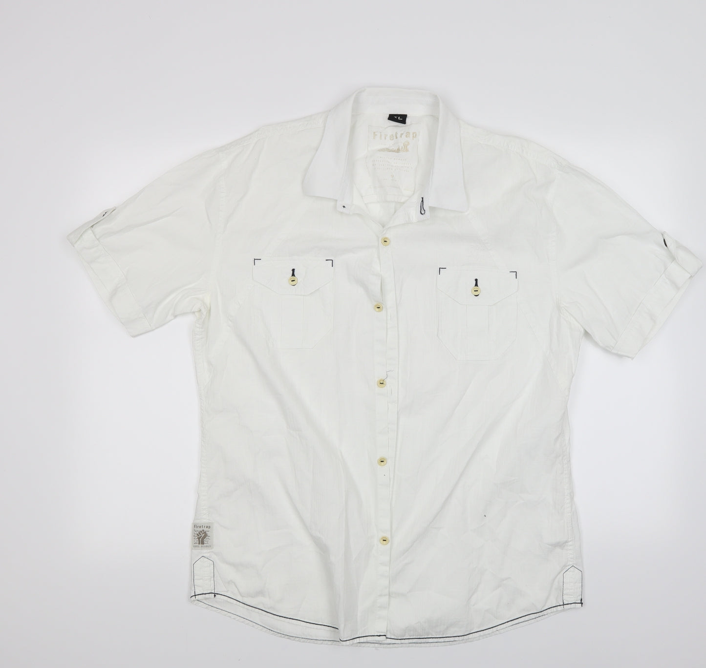 Firetrap Mens White    Button-Up Size XL