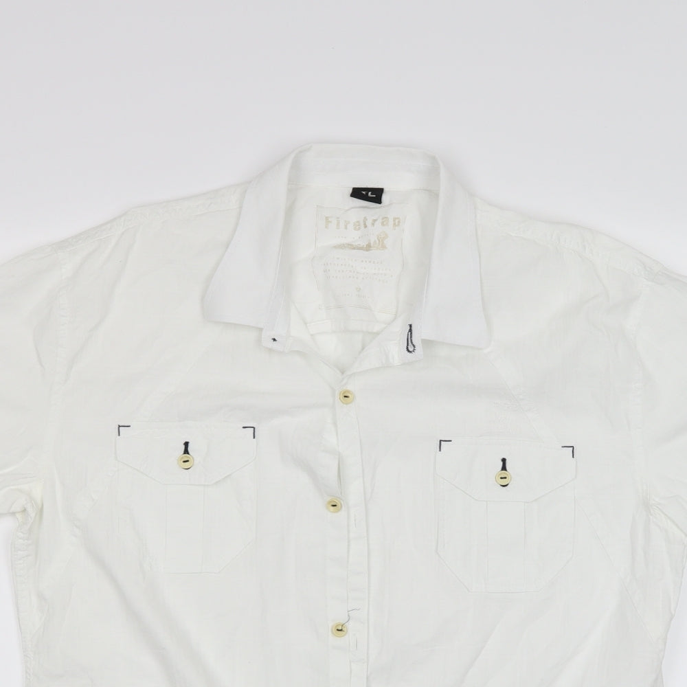 Firetrap Mens White    Button-Up Size XL