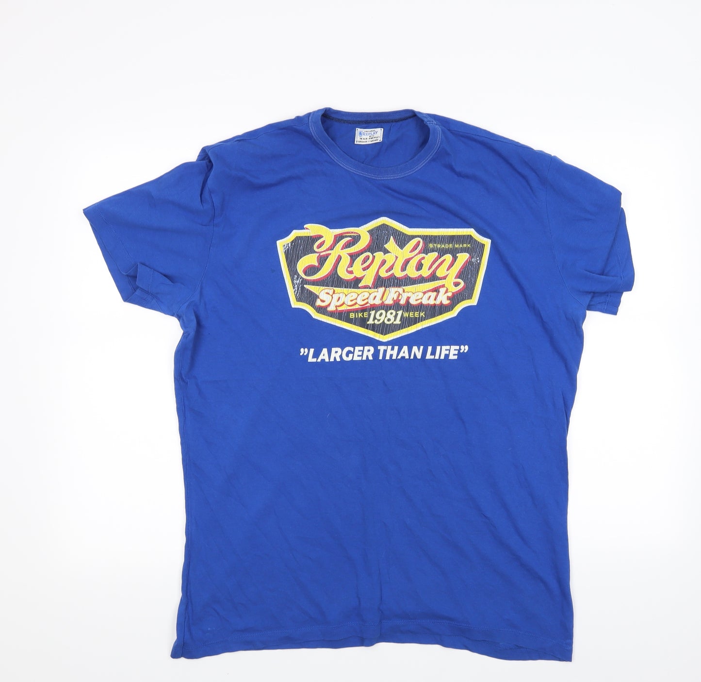 Replay Mens Blue    T-Shirt Size XL