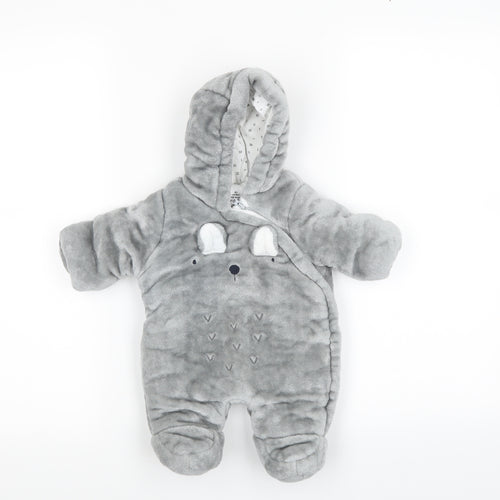 F&F Girls Grey   Babygrow One-Piece Size 0-3 Months
