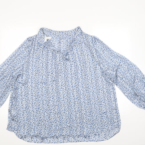 H&M Womens Blue Floral  Basic Blouse Size XL