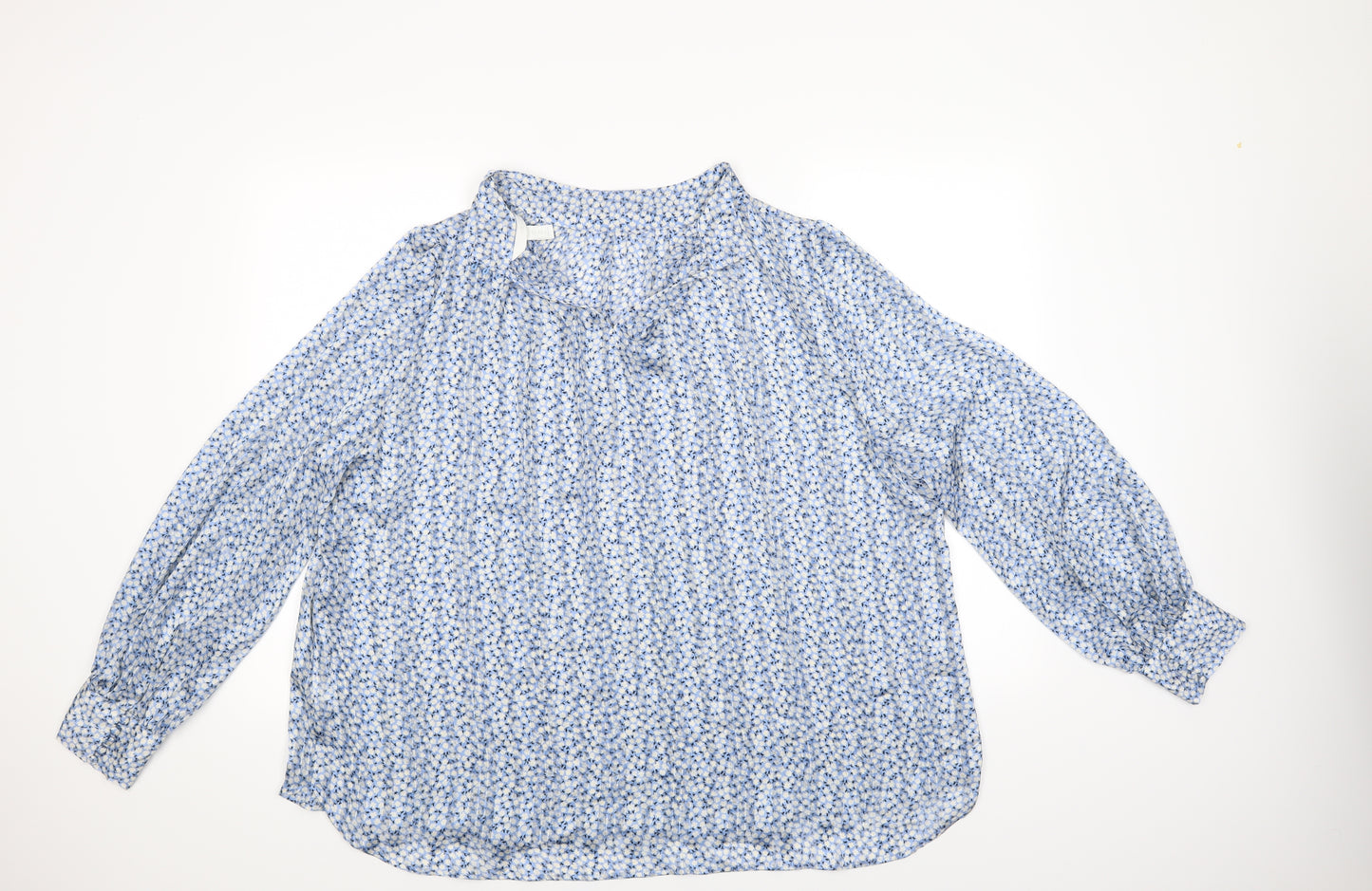 H&M Womens Blue Floral  Basic Blouse Size XL