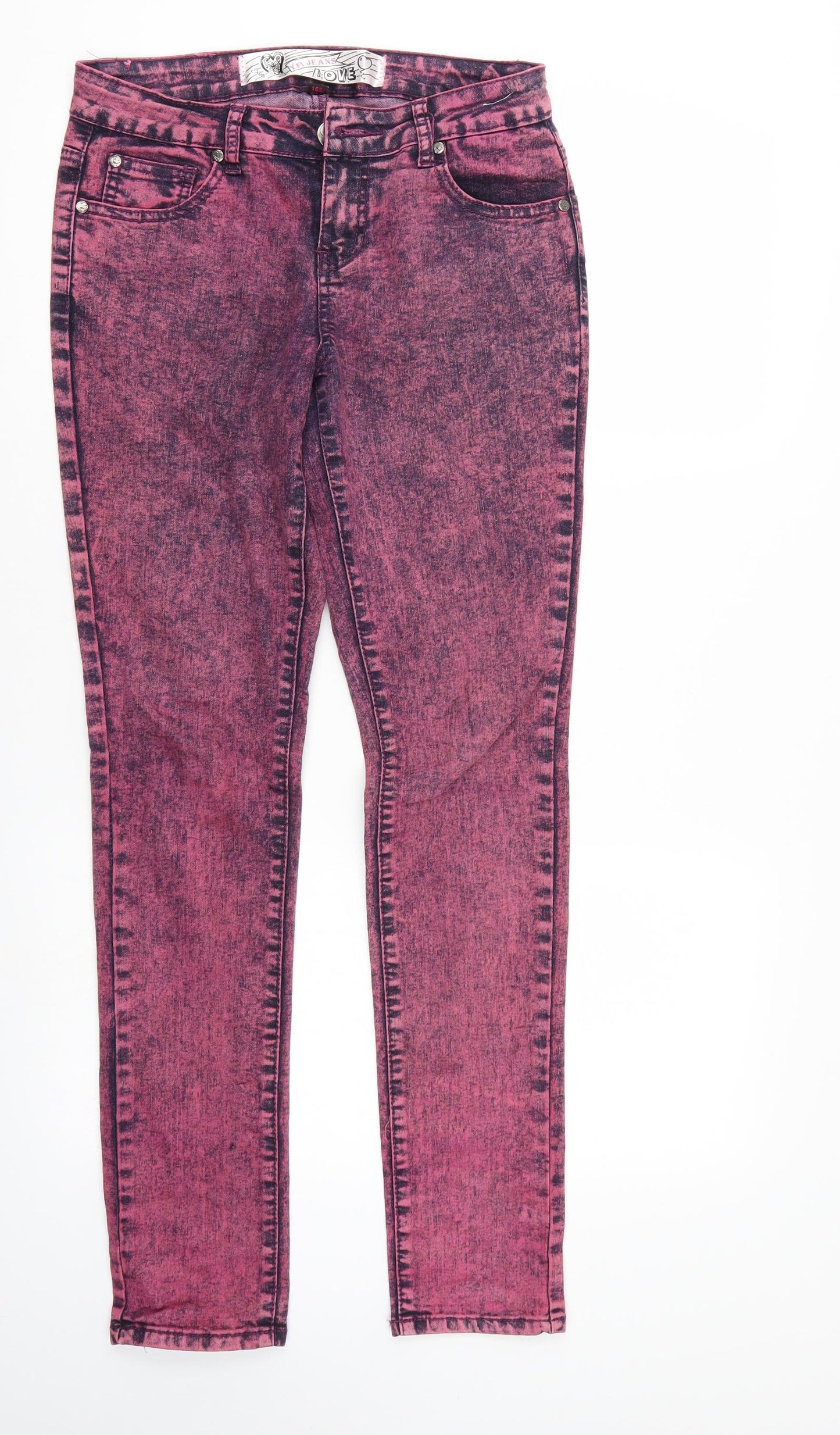 YFI Womens Pink  Denim Straight Jeans  L30 in
