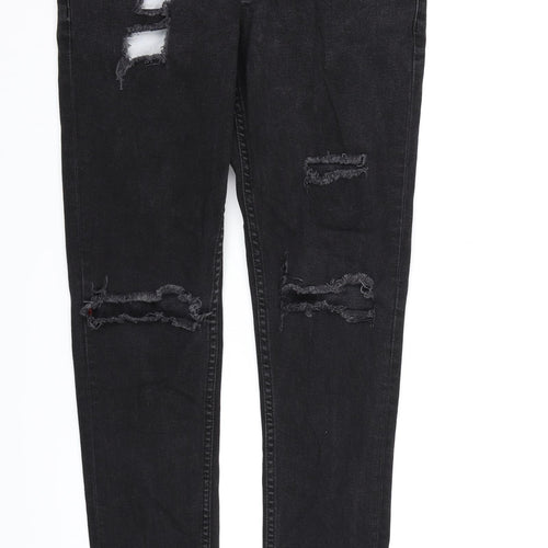 Ringspun Mens Black  Denim Skinny Jeans  L32 in