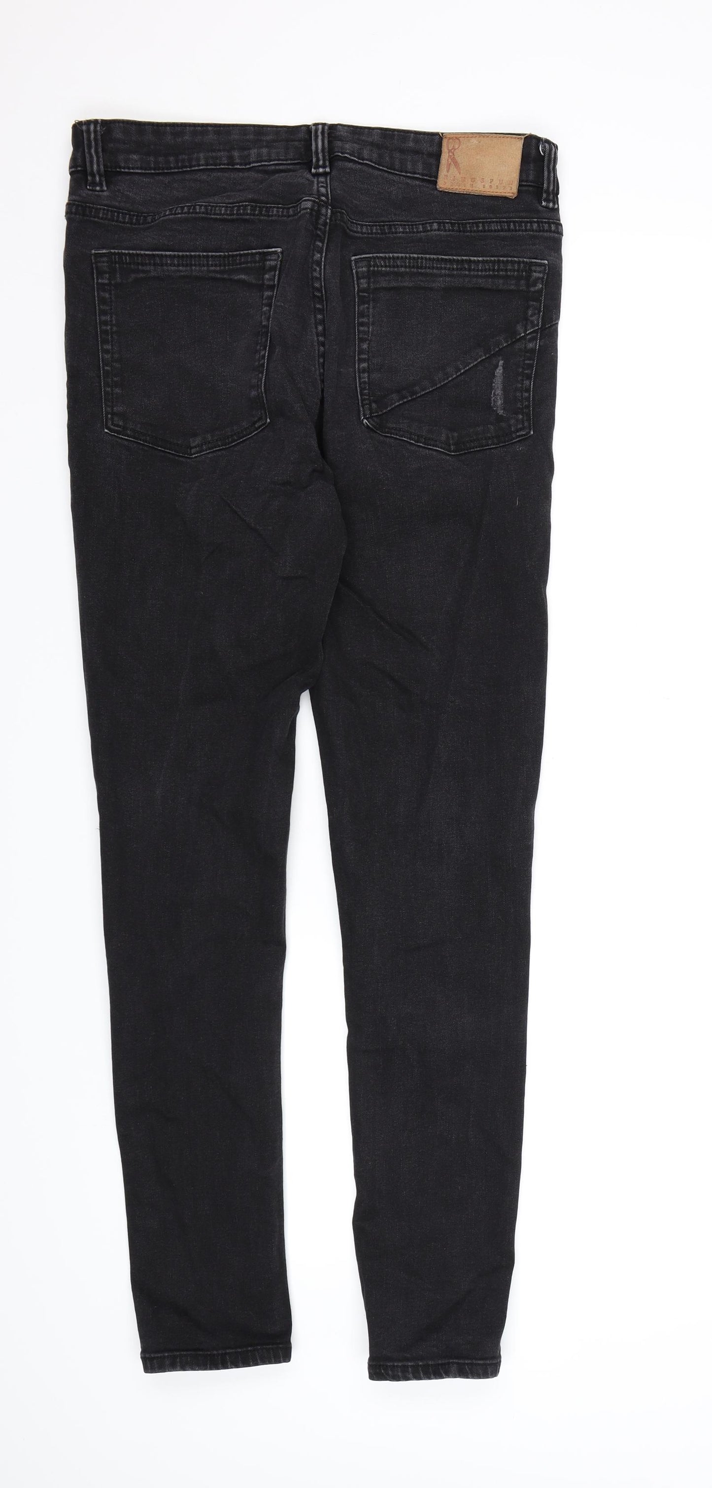 Ringspun Mens Black  Denim Skinny Jeans  L32 in