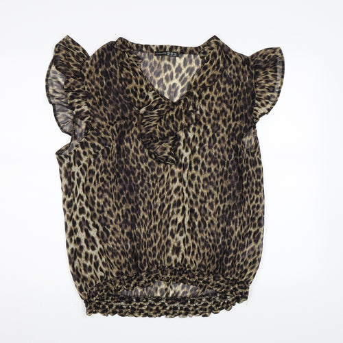Atmosphere Womens Brown Animal Print Chiffon Basic Blouse Size 20