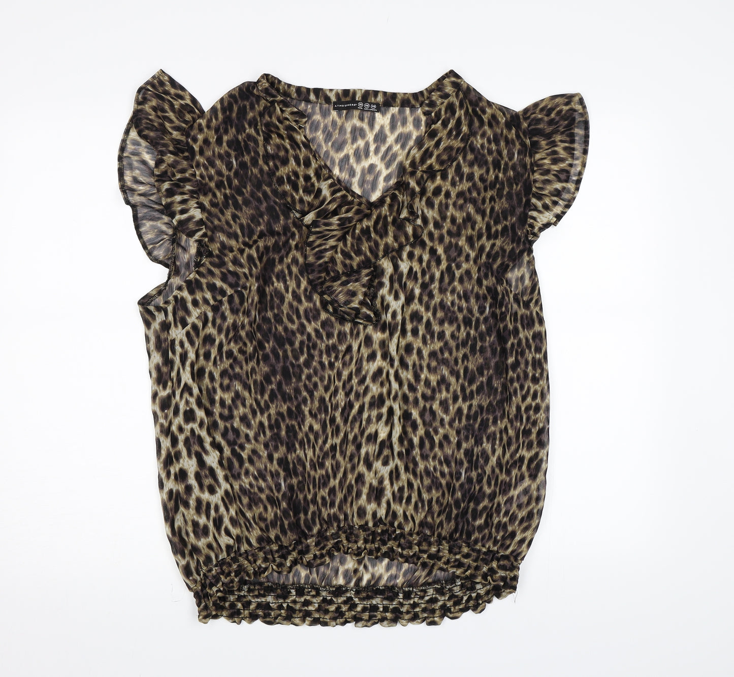 Atmosphere Womens Brown Animal Print Chiffon Basic Blouse Size 20