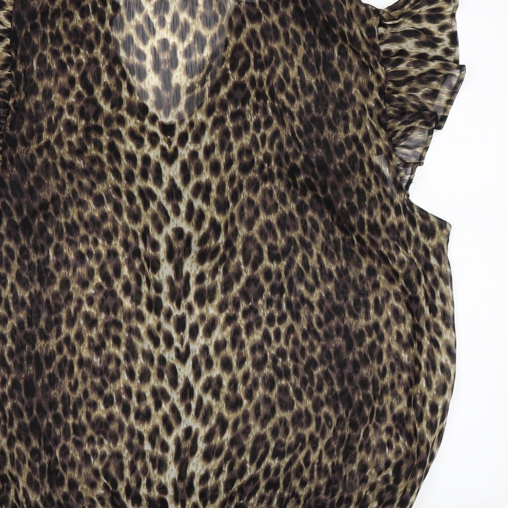 Atmosphere Womens Brown Animal Print Chiffon Basic Blouse Size 20