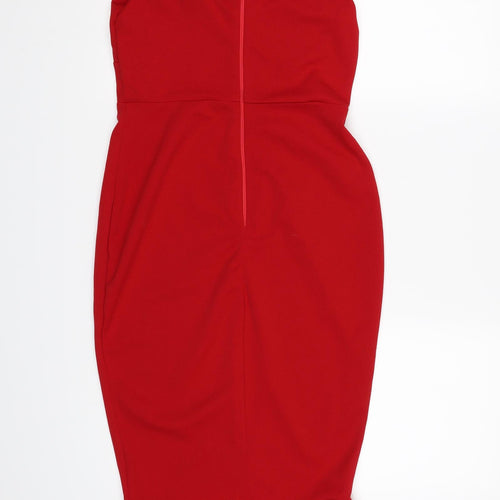 AX Paris Womens Red  Rayon Bodycon  Size 10  - Frill hem