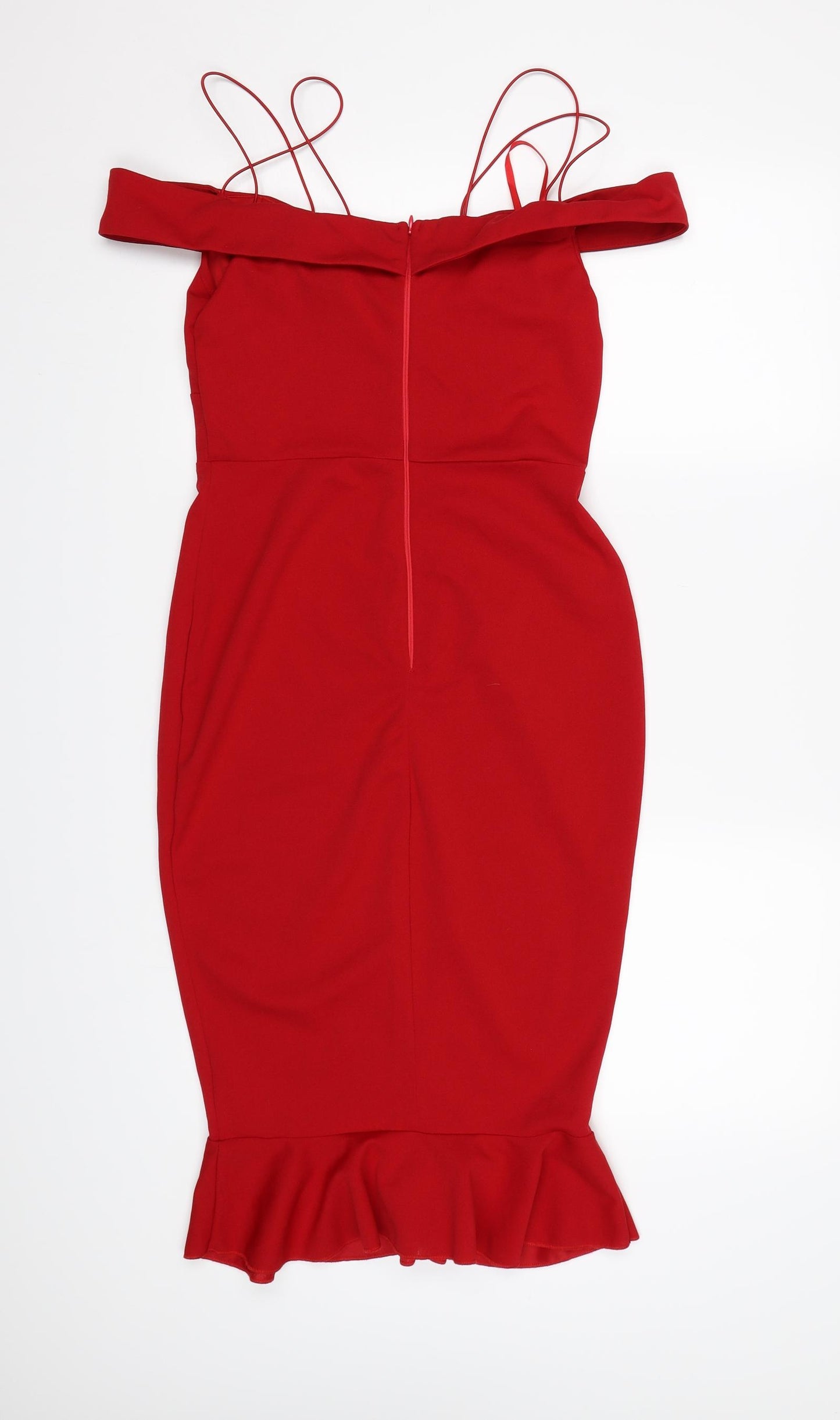 AX Paris Womens Red  Rayon Bodycon  Size 10  - Frill hem