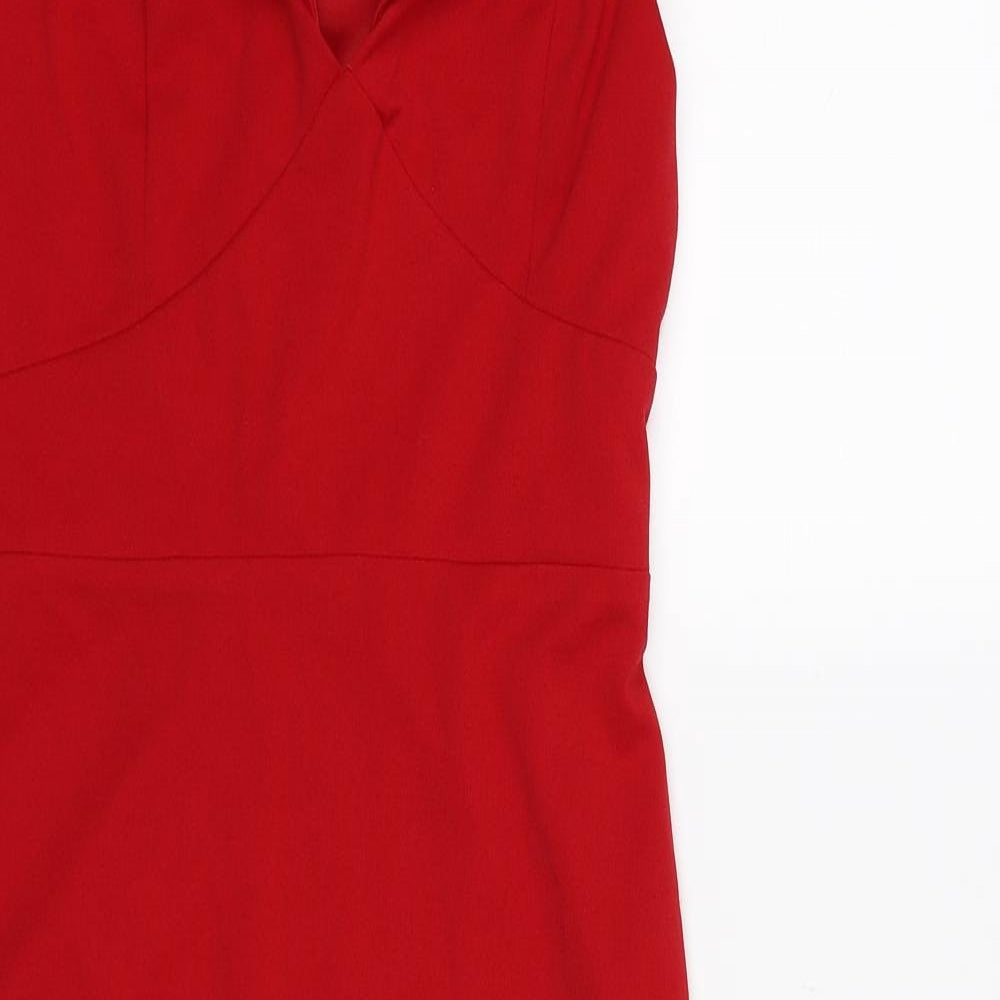 AX Paris Womens Red  Rayon Bodycon  Size 10  - Frill hem