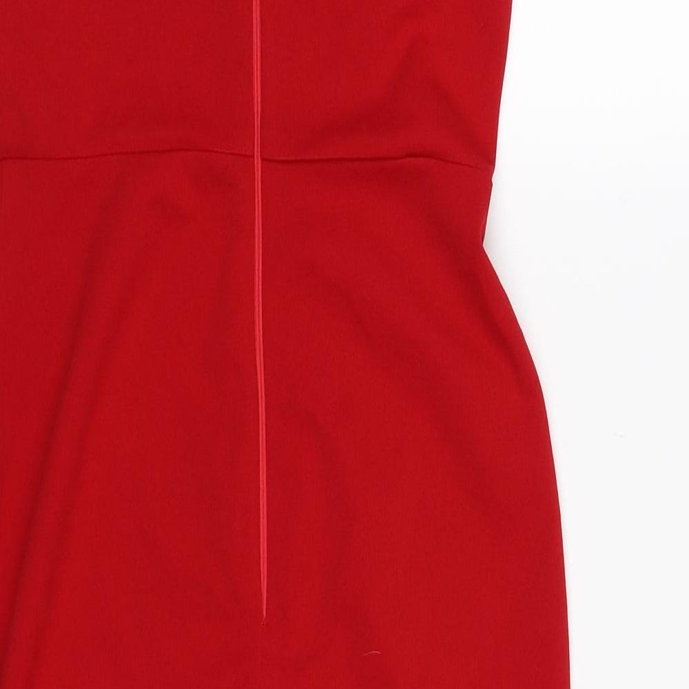 AX Paris Womens Red  Rayon Bodycon  Size 10  - Frill hem