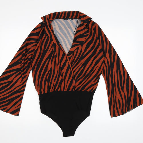 Quiz Womens Brown Animal Print  Bodysuit One-Piece Size 10