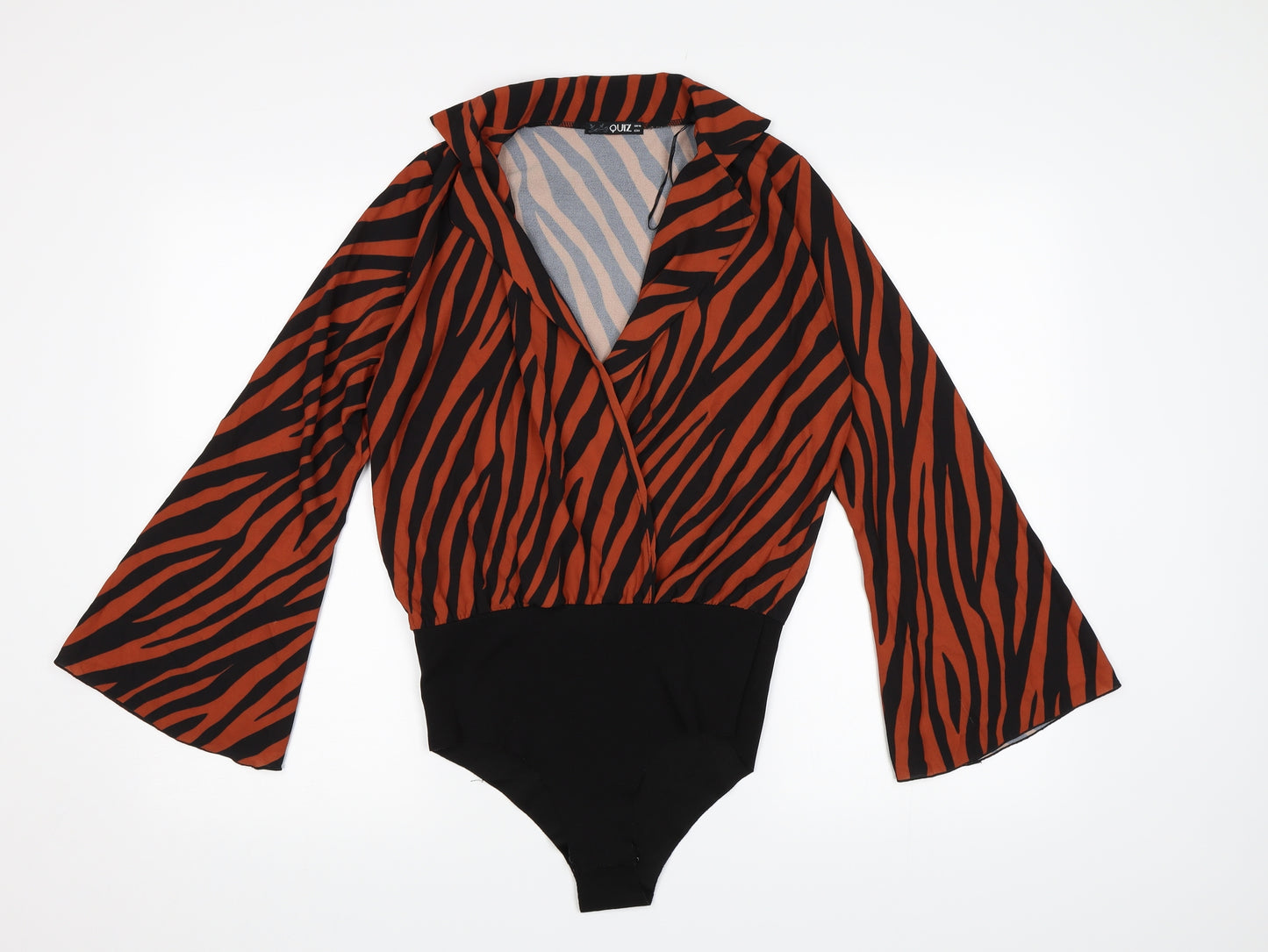 Quiz Womens Brown Animal Print  Bodysuit One-Piece Size 10