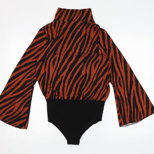 Quiz Womens Brown Animal Print  Bodysuit One-Piece Size 10