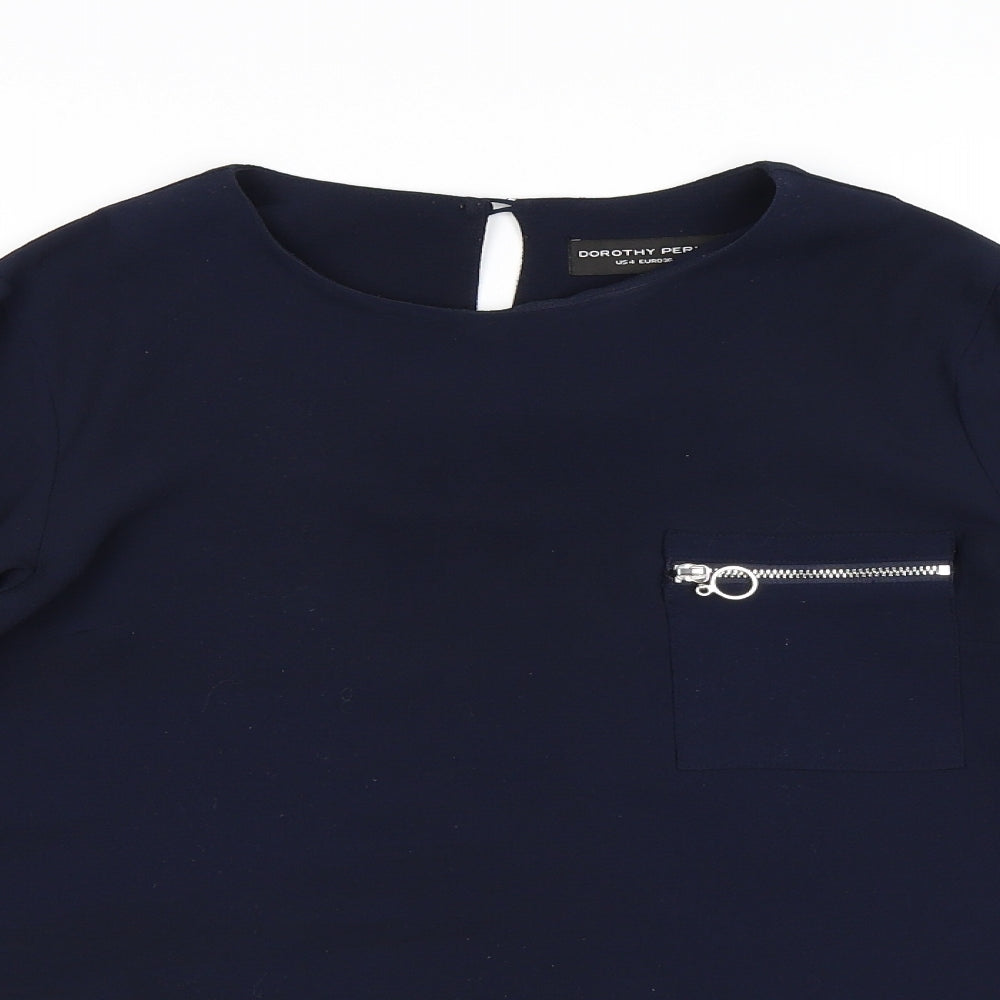 Dorothy Perkins Womens Blue  Chiffon Basic Blouse Size 8