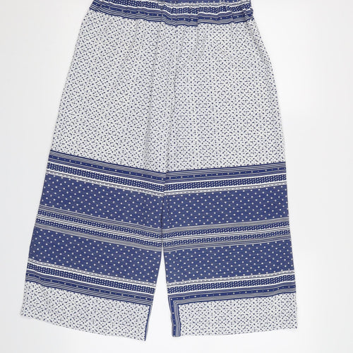 Dorothy Perkins Womens Blue Geometric  Cropped Trousers Size 10 L20 in
