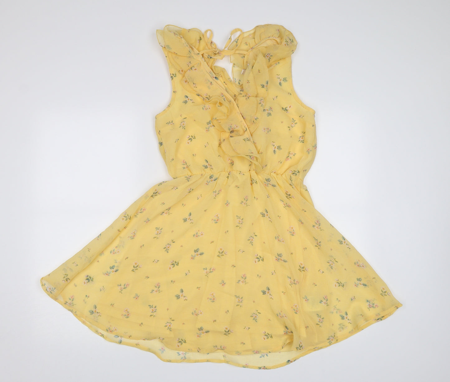 Divided by H&M Womens Yellow Floral  A-Line  Size 10