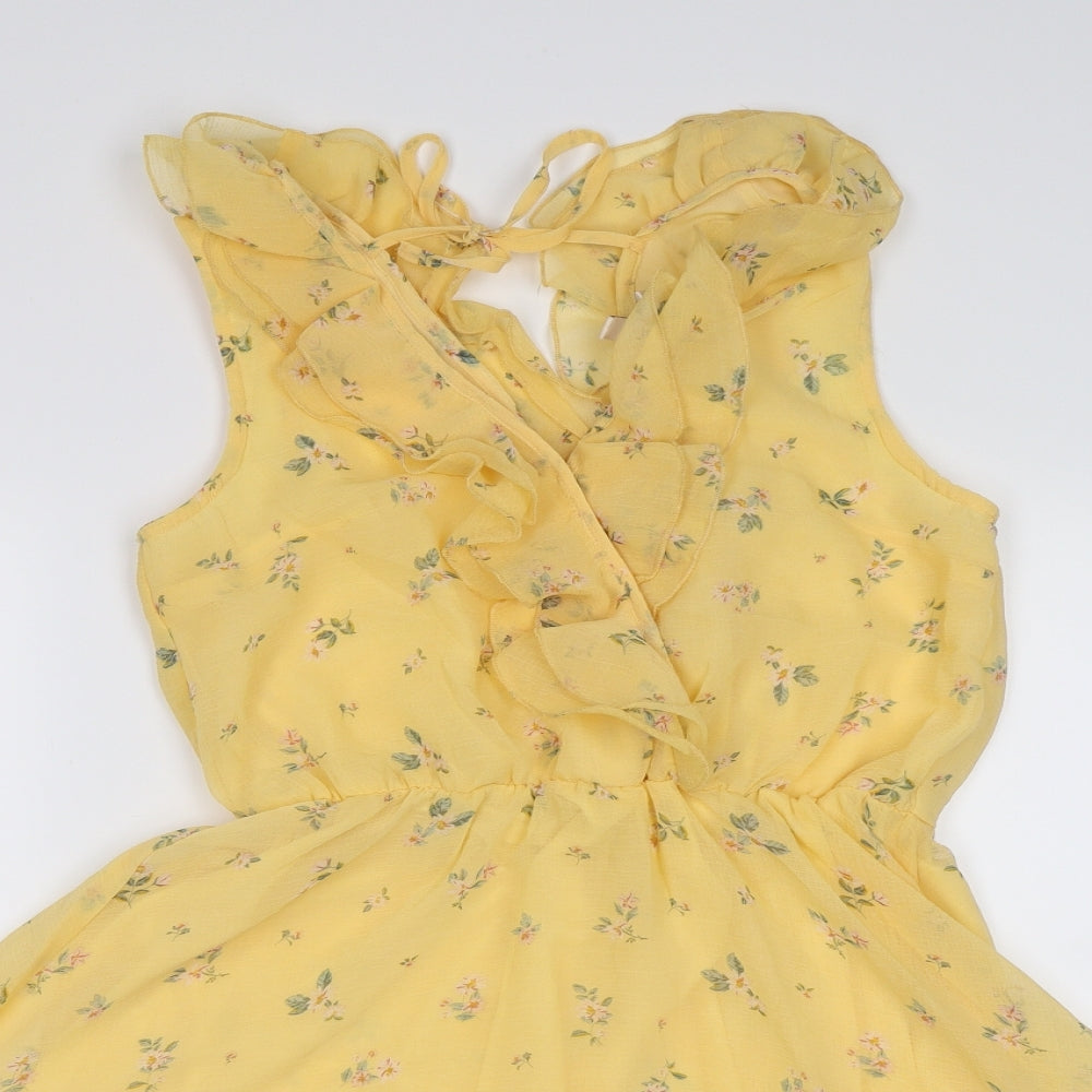 Divided by H&M Womens Yellow Floral  A-Line  Size 10
