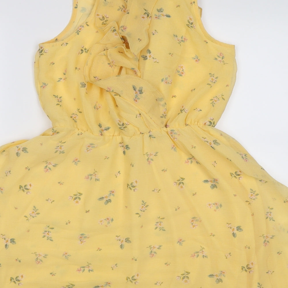 Divided by H&M Womens Yellow Floral  A-Line  Size 10