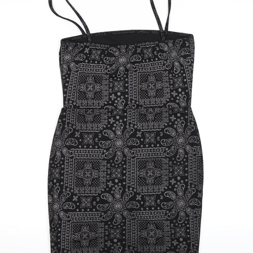 Daisy Street Womens Black Geometric  Bodycon  Size 10