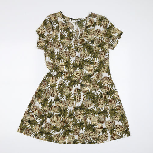 Glamorous Womens Multicoloured   T-Shirt Dress  Size 8  - Pineapple print