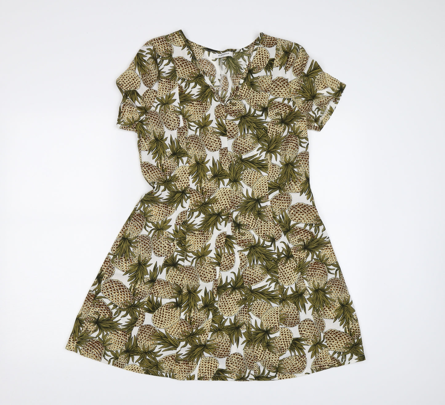 Glamorous Womens Multicoloured   T-Shirt Dress  Size 8  - Pineapple print