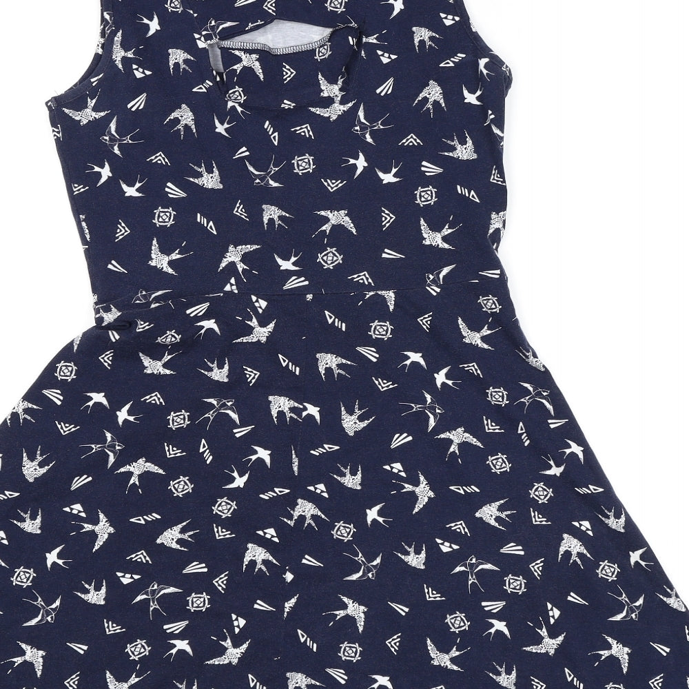 Redherring Womens Blue Geometric  A-Line  Size 10