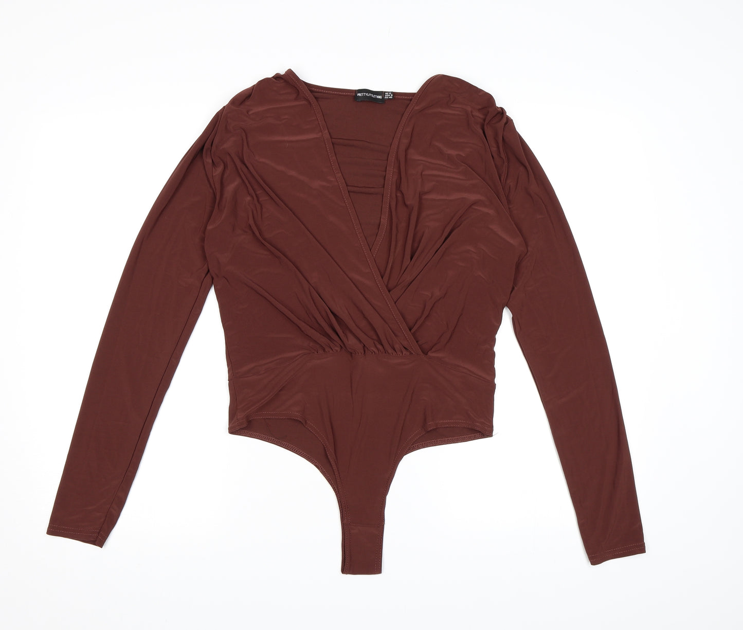 PRETTYLITTLETHING Womens Brown   Bodysuit One-Piece Size 12