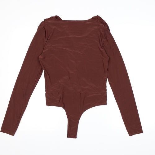 PRETTYLITTLETHING Womens Brown   Bodysuit One-Piece Size 12