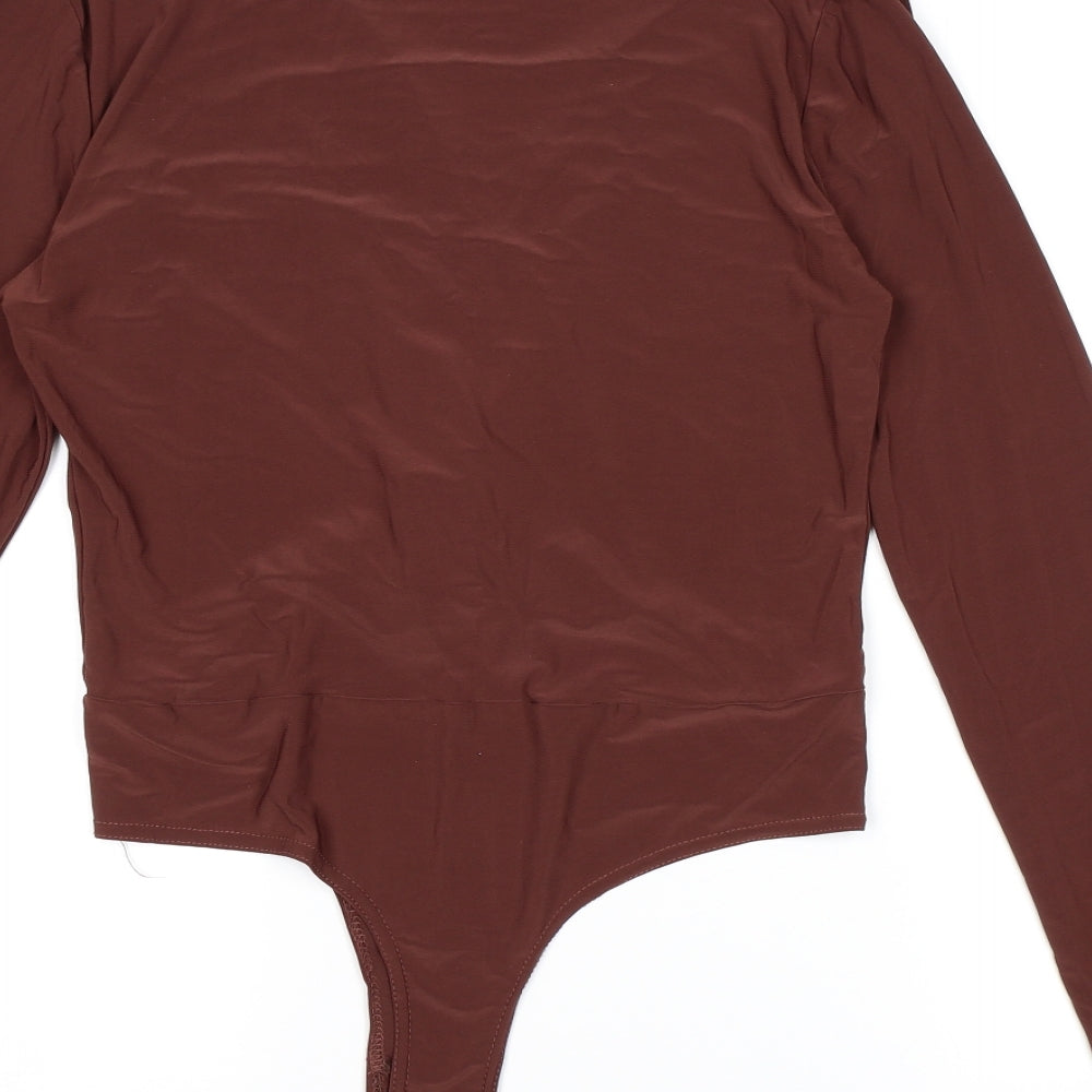 PRETTYLITTLETHING Womens Brown   Bodysuit One-Piece Size 12