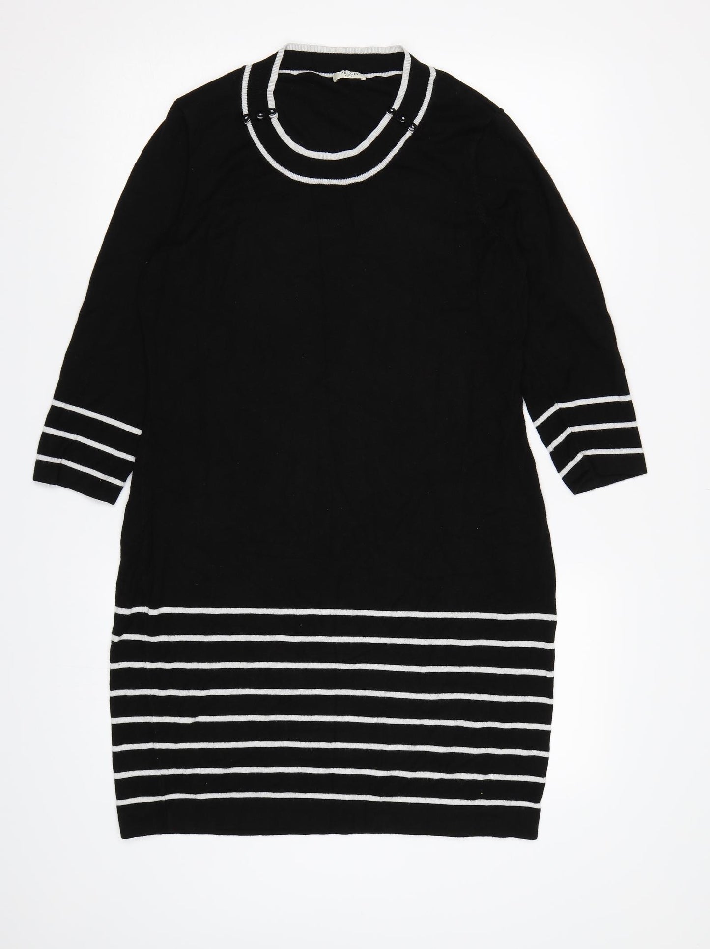 Precis Womens Black Striped Knit Jumper Dress  Size M