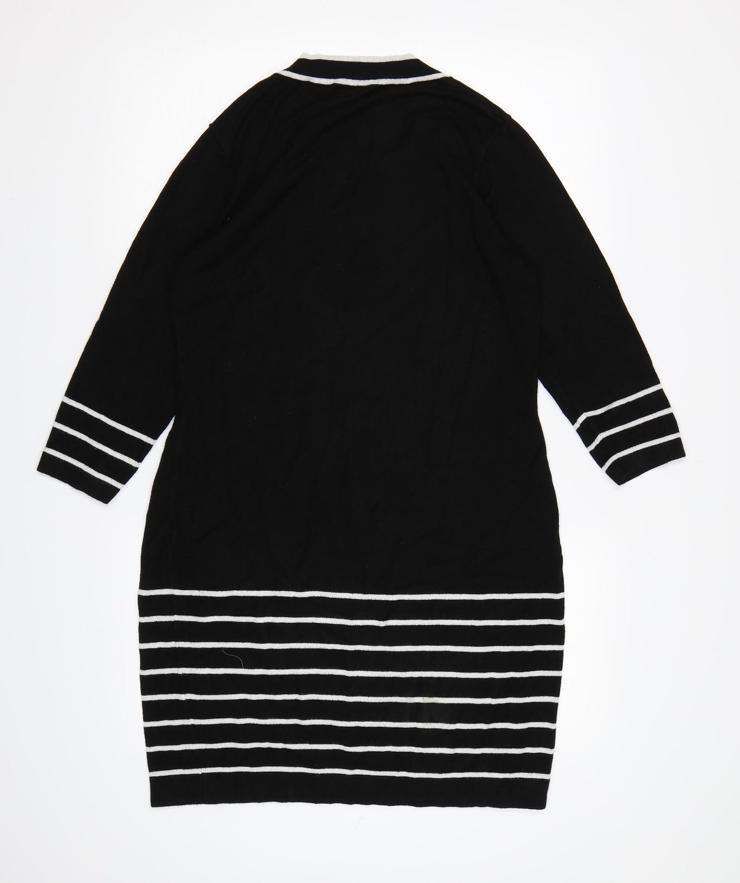 Precis Womens Black Striped Knit Jumper Dress  Size M