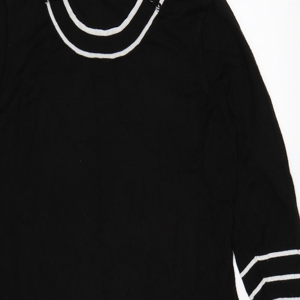 Precis Womens Black Striped Knit Jumper Dress  Size M