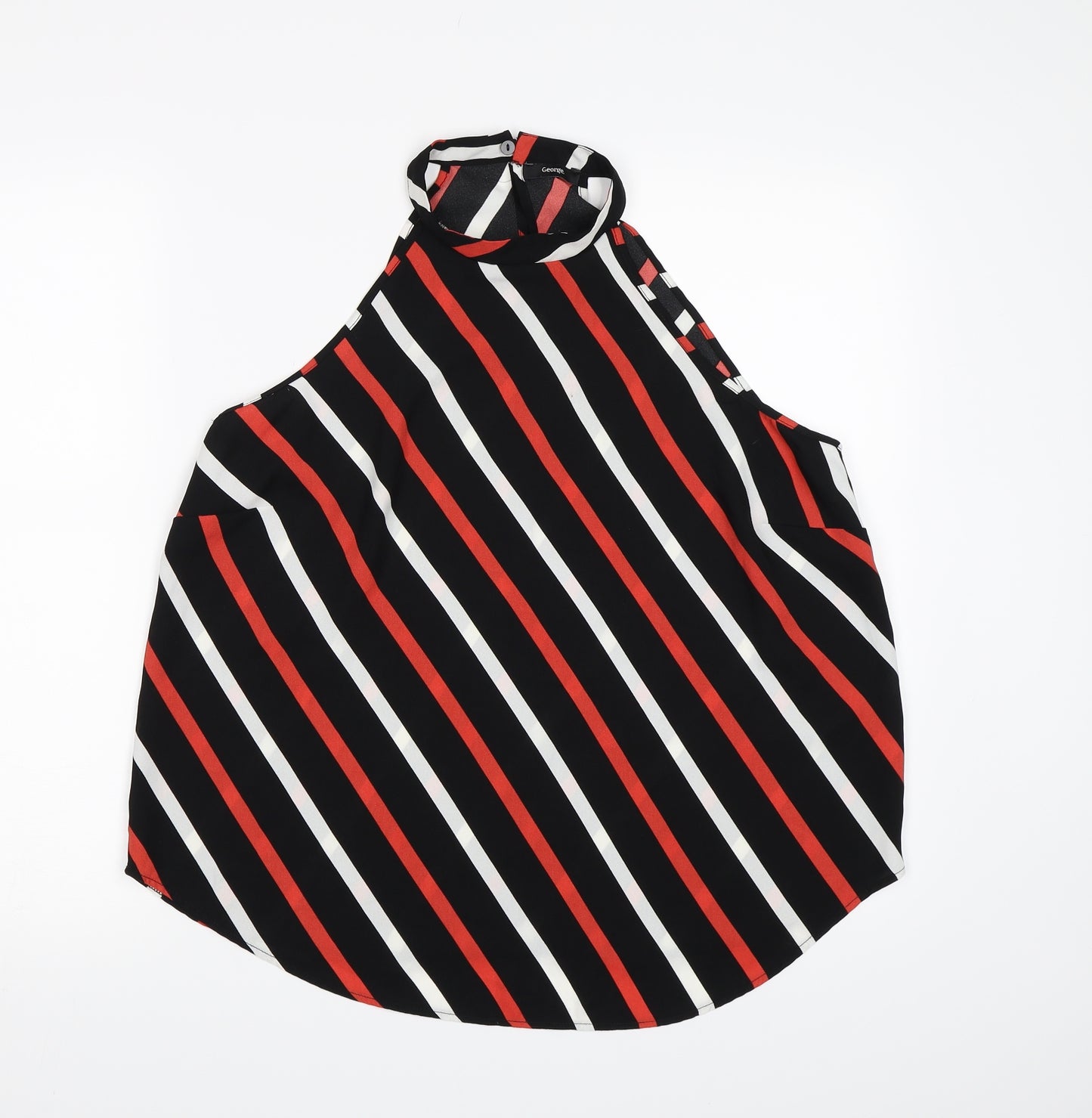 George Womens Black Striped Chiffon Basic Blouse Size 12
