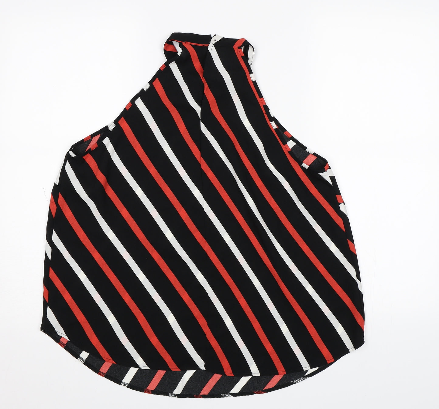 George Womens Black Striped Chiffon Basic Blouse Size 12