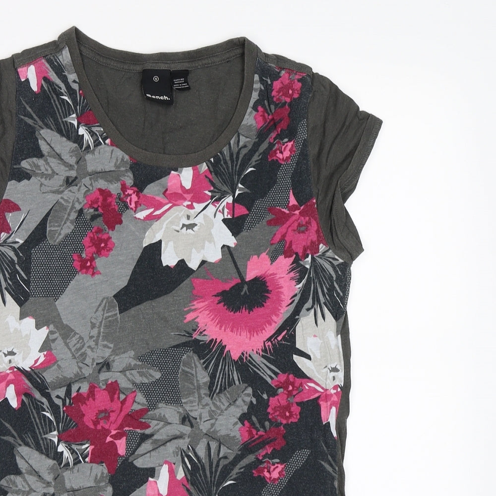 Bench Womens Grey Floral  Basic T-Shirt Size S