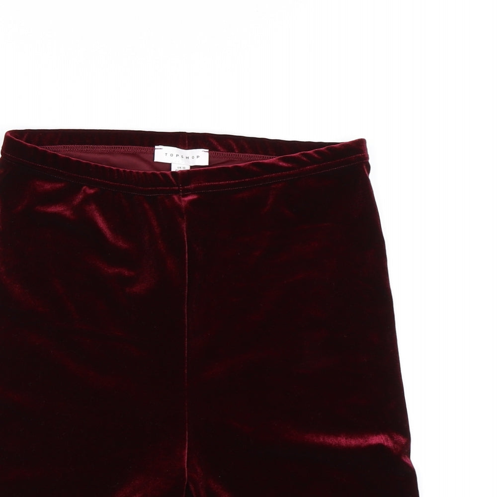 Topshop Womens Purple  Velour Biker Shorts Size 10
