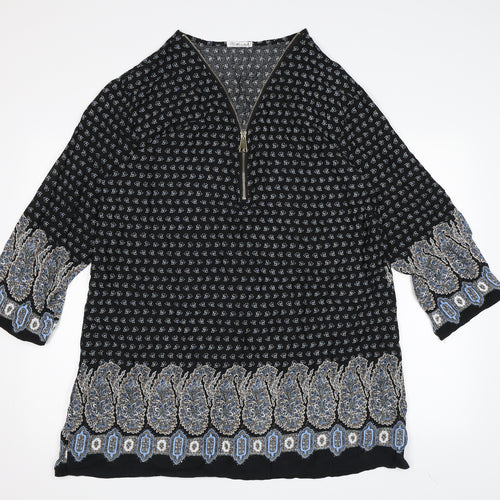 meisha fashion Womens Black Paisley  Basic Blouse Size XL