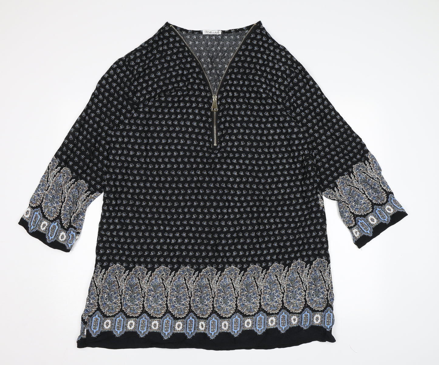 meisha fashion Womens Black Paisley  Basic Blouse Size XL