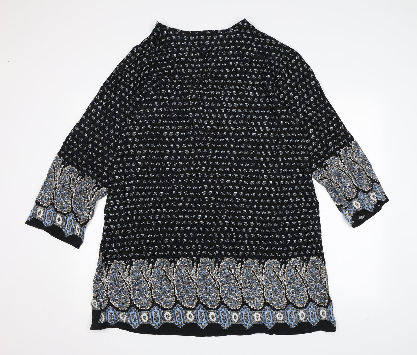 meisha fashion Womens Black Paisley  Basic Blouse Size XL