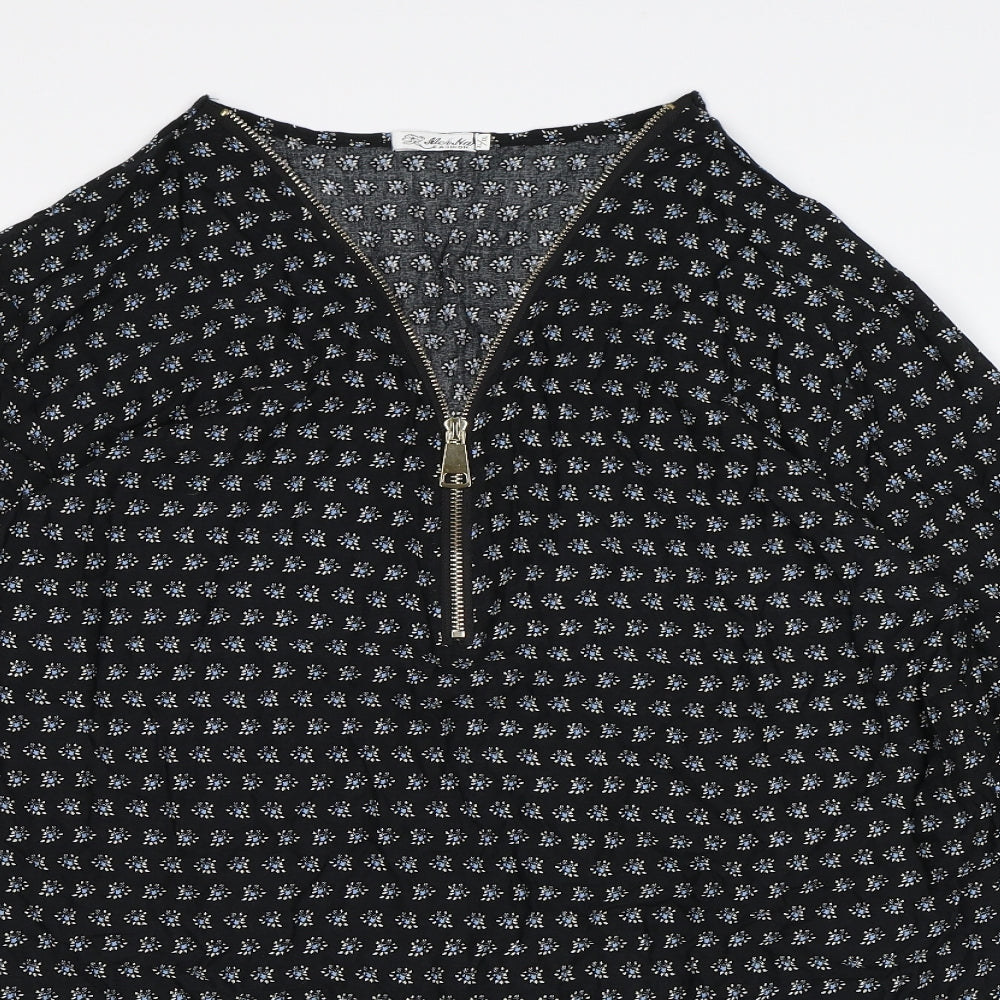 meisha fashion Womens Black Paisley  Basic Blouse Size XL
