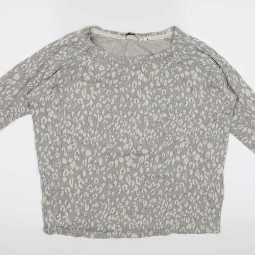 New Look Womens Grey Animal Print Knit Pullover Jumper Size 8