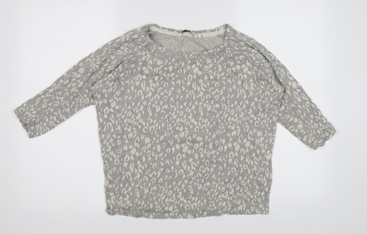 New Look Womens Grey Animal Print Knit Pullover Jumper Size 8