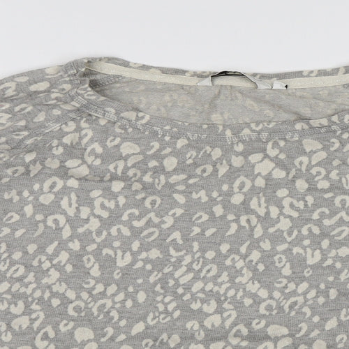 New Look Womens Grey Animal Print Knit Pullover Jumper Size 8