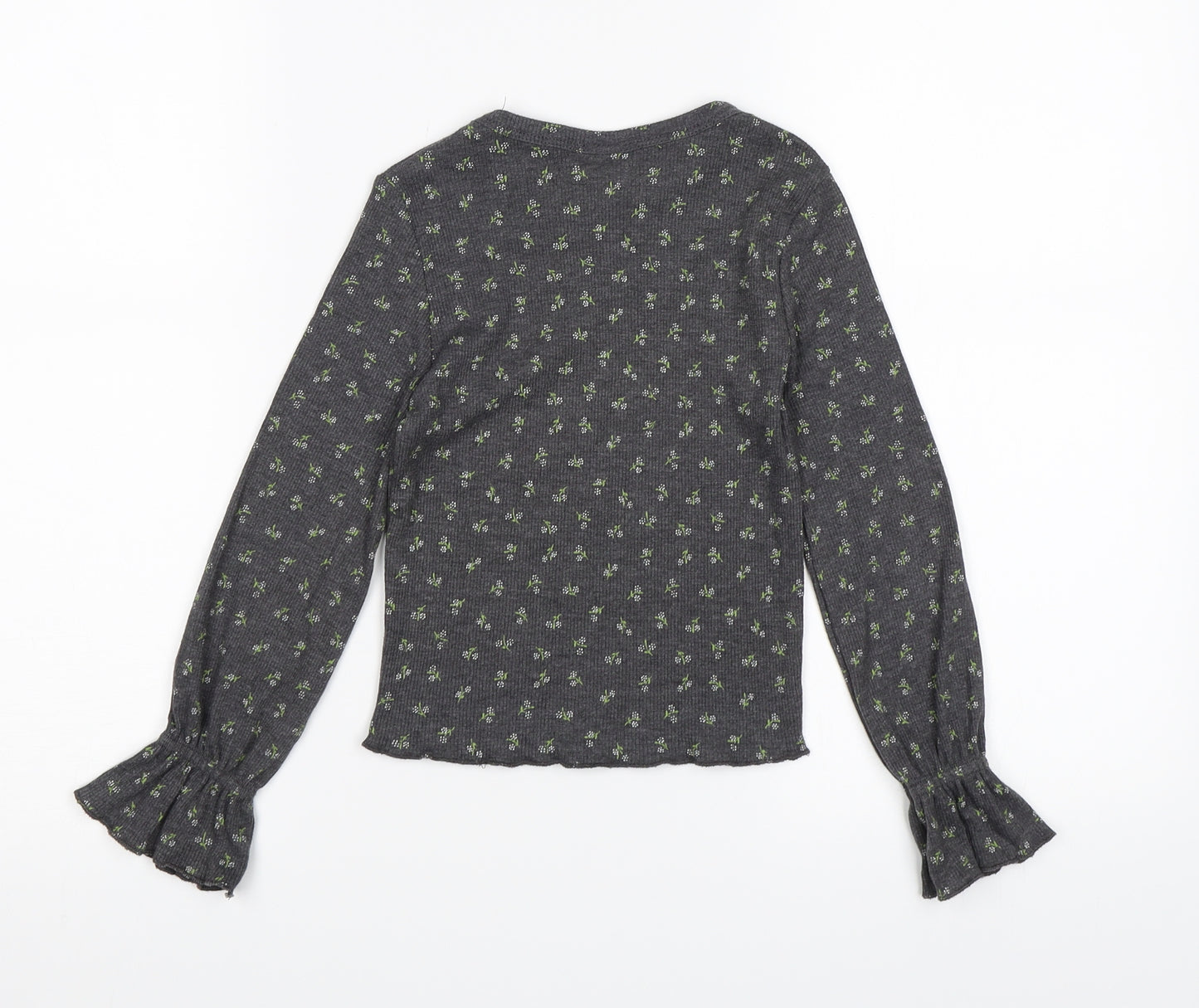 Zara Girls Grey Floral Knit Pullover Jumper Size 8 Years