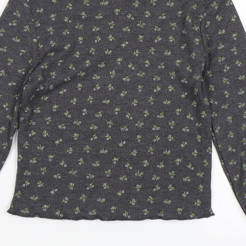 Zara Girls Grey Floral Knit Pullover Jumper Size 8 Years