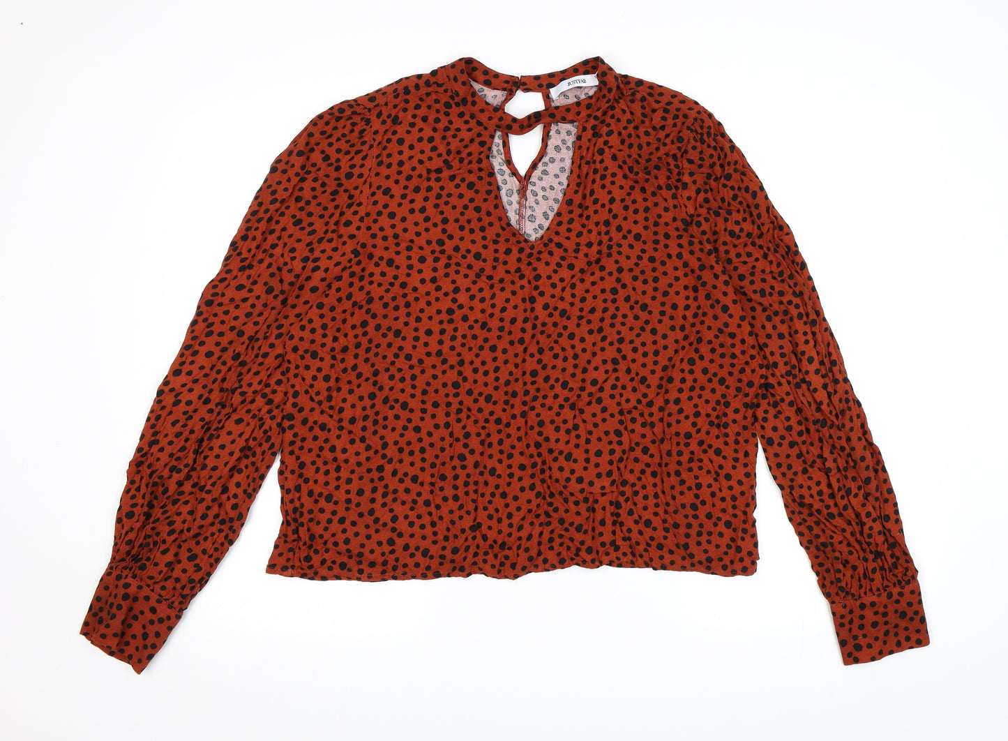 Just Fab Womens Brown Animal Print  Basic Blouse Size 2XL