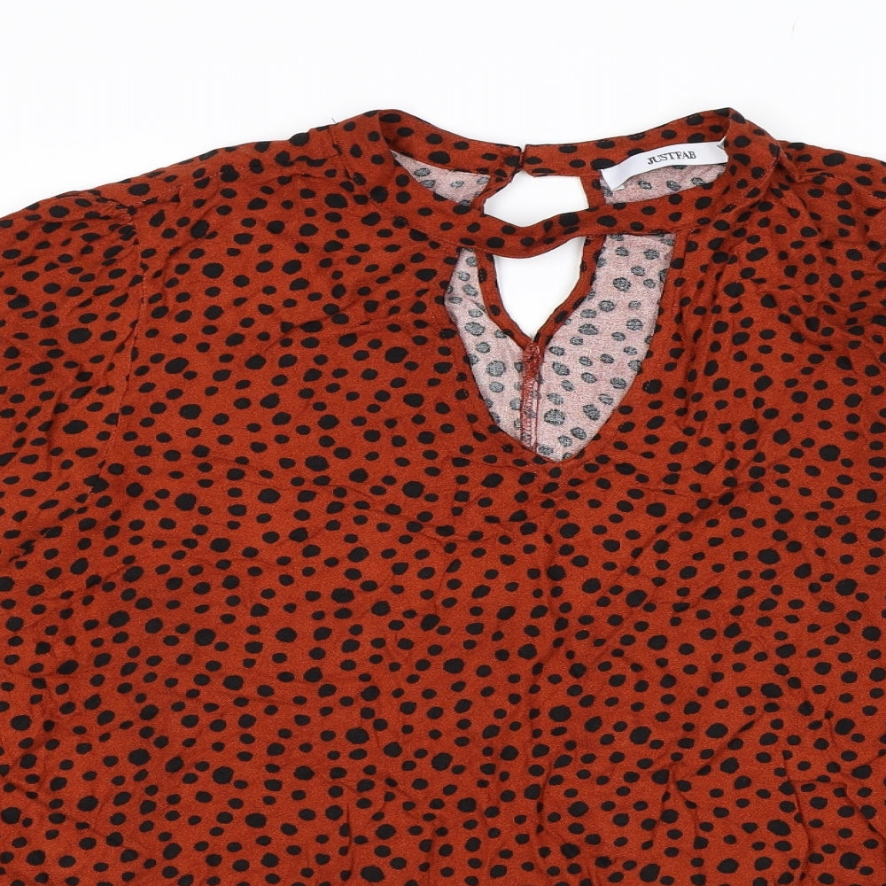 Just Fab Womens Brown Animal Print  Basic Blouse Size 2XL